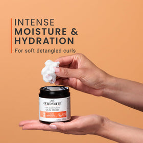 CURLSMITH bottle next to hand shows 8 oz size for product quantity