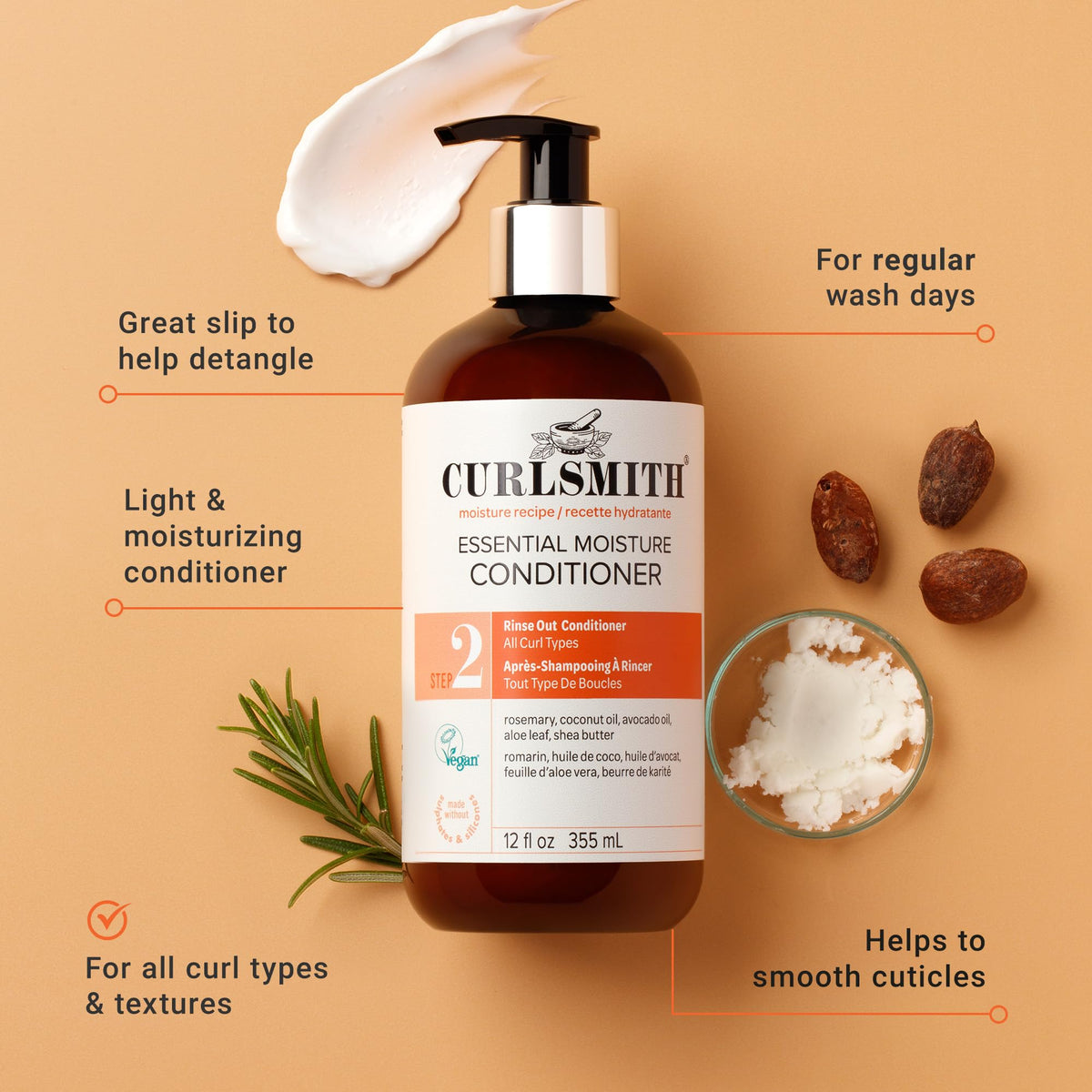 CURLSMITH creamy conditioner texture close-up highlighting lightweight hydration