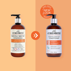 CURLSMITH bottle in hand to show 12 oz size and real-life scale