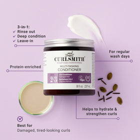 CURLSMITH creamy texture close-up illustrating smooth slip for detangling
