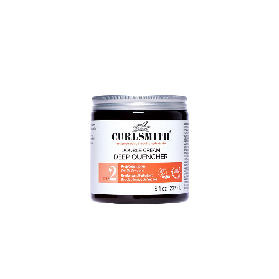 Curlsmith Double Cream jar front view showing packaging and product benefit