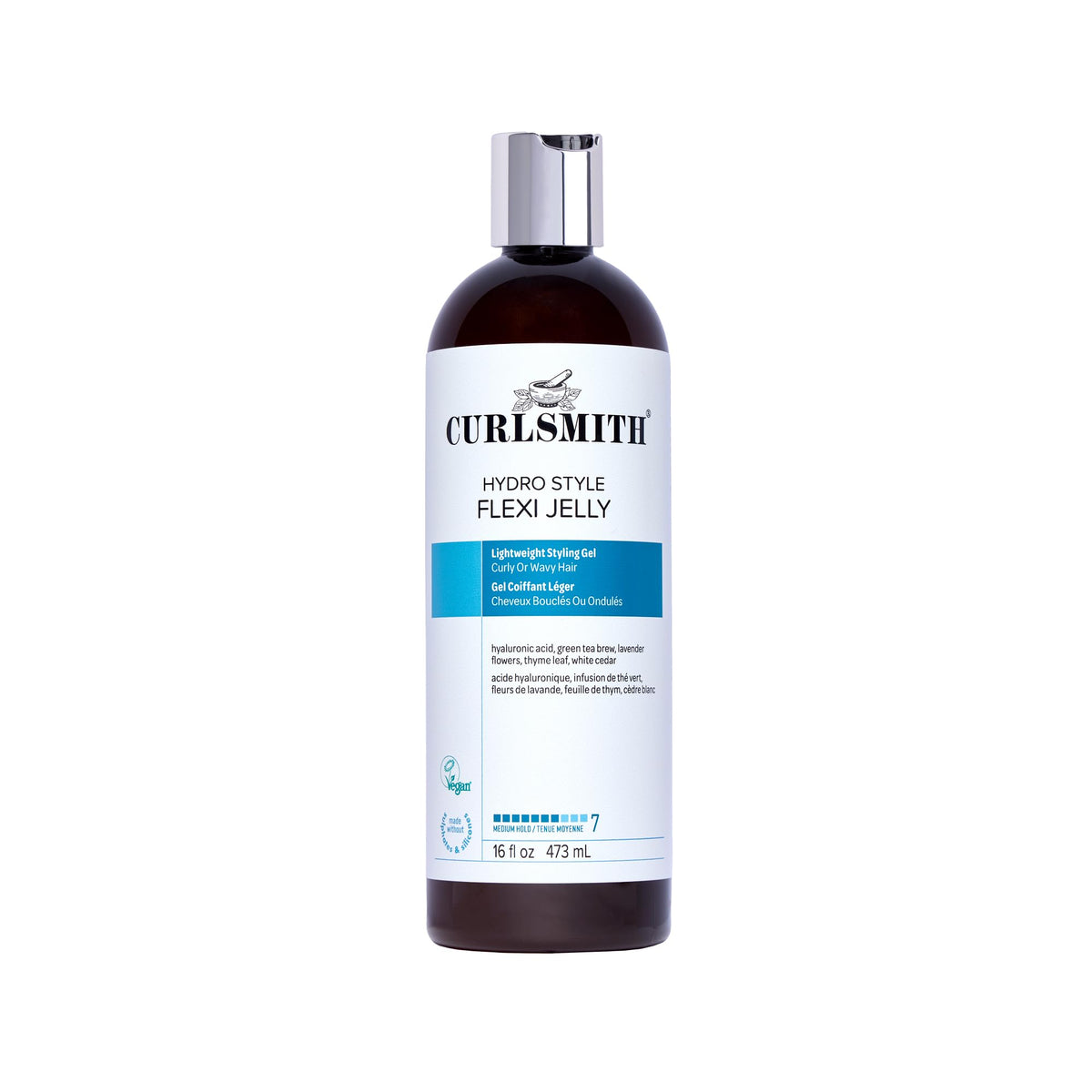 CURLSMITH bottle front view showing flexi jelly packaging and lightweight styling benefit