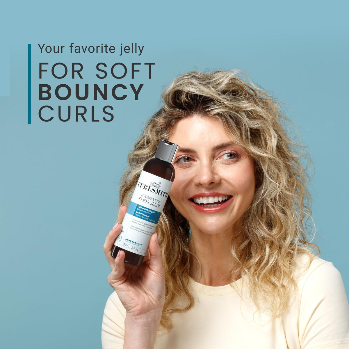 CURLSMITH 16 oz jar next to common items showing scale and generous product volume