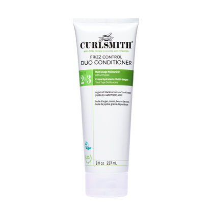 CURLSMITH front packaging of Frizz Control Duo showing product benefits