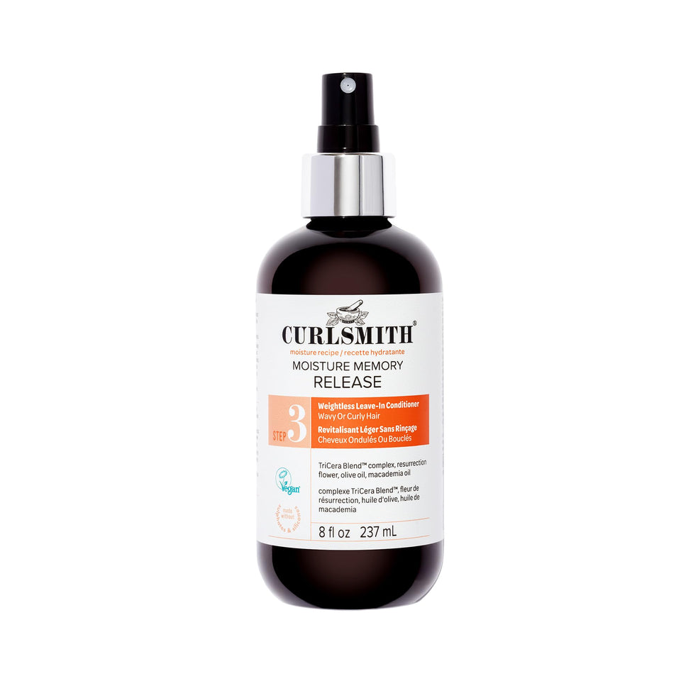 CURLSMITH front packaging of Moisture Memory Release showing product and benefits