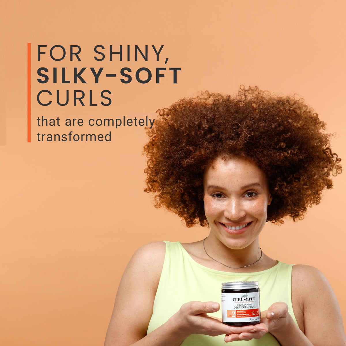 Curlsmith label highlighting avocado oil and shea butter for nourishment