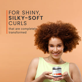 Curlsmith label highlighting avocado oil and shea butter for nourishment