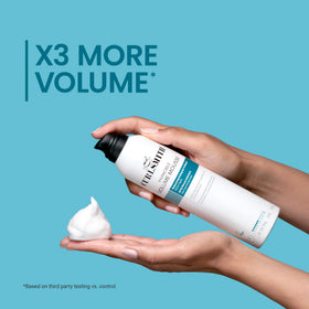 CURLSMITH hair being diffused after mousse application, speeds drying and adds body