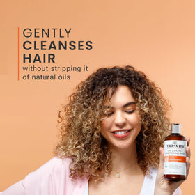 CURLSMITH label close-up highlighting vegan and Leaping Bunny certifications