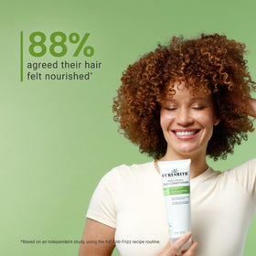 CURLSMITH label close-up showing vegan and Leaping Bunny certifications