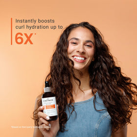 CURLSMITH label close-up showing vegan and cruelty-free certifications for peace of mind