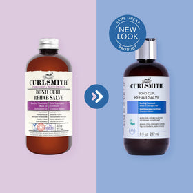 CURLSMITH label close-up revealing ingredient highlights and benefits
