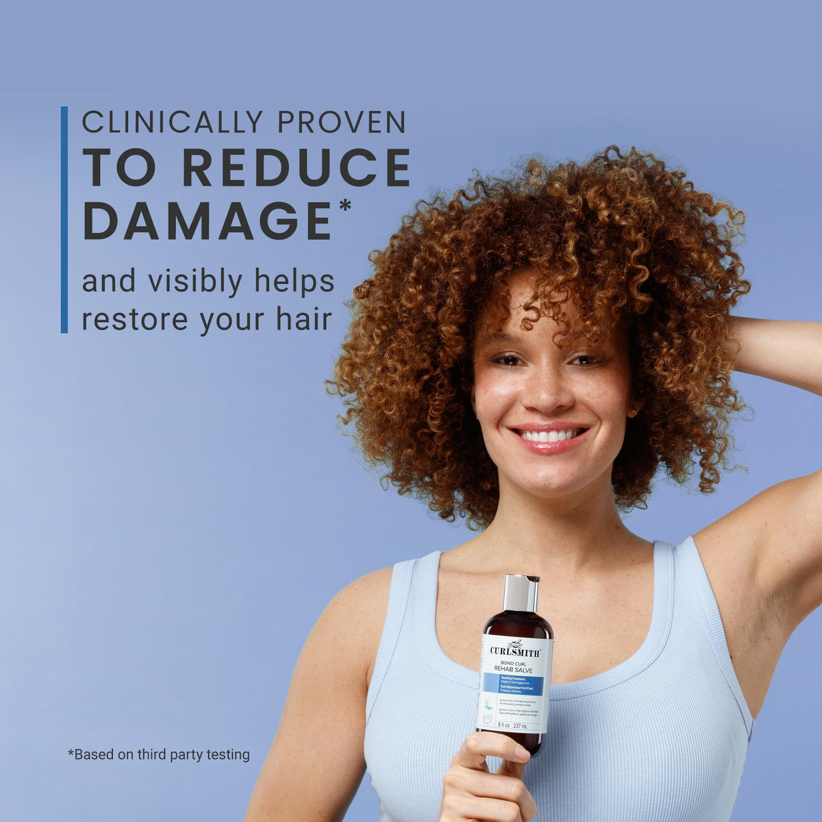 CURLSMITH rinsed curls showing smoother, shinier results after treatment