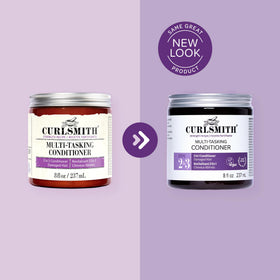CURLSMITH bottle next to ruler showing true 8 oz scale and portability