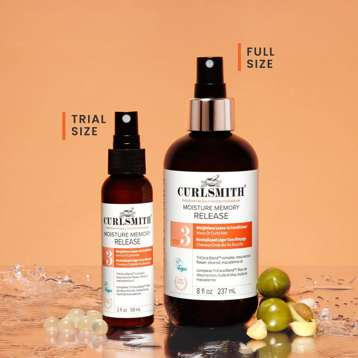CURLSMITH visual of TriCera Blend highlighting ceramides that support moisture retention