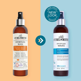 CURLSMITH before and after waves, shows reduced frizz and improved definition