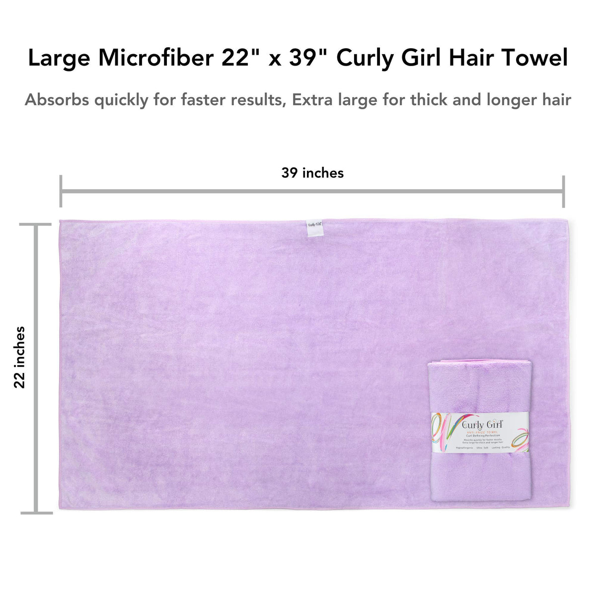 Curly Girl towel spread flat to show large size for full curls benefit