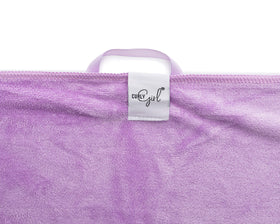 Curly Girl towel used for plopping in bathroom to speed drying