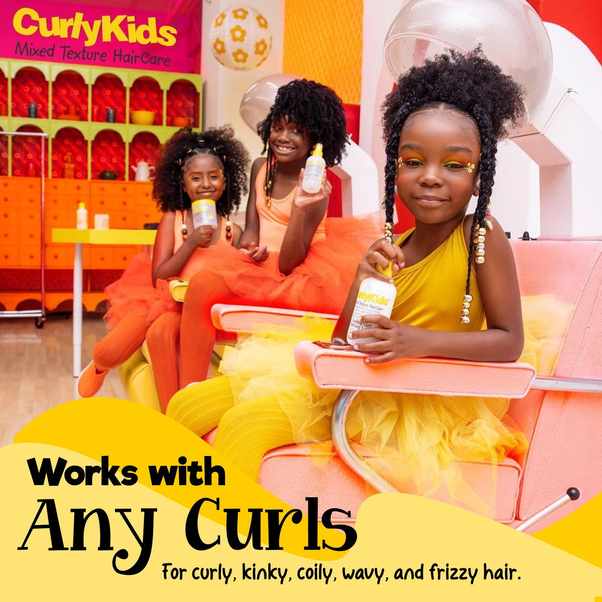 CurlyKids before and after detangle comparison illustrating easier comb-through benefit