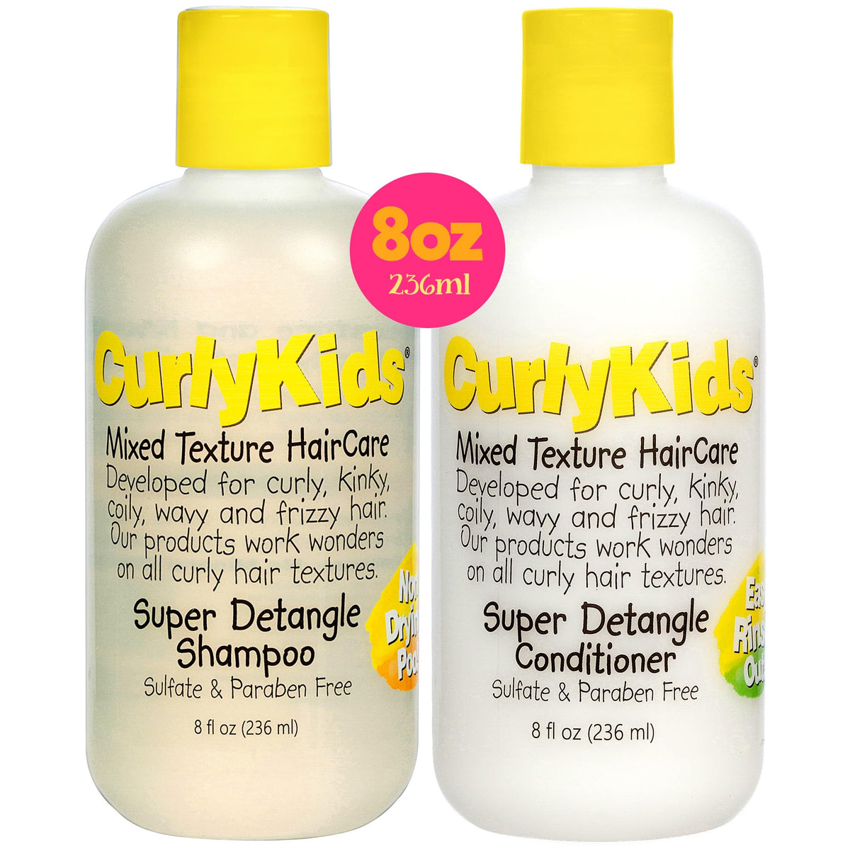 CurlyKids front packaging showing both shampoo and conditioner benefits