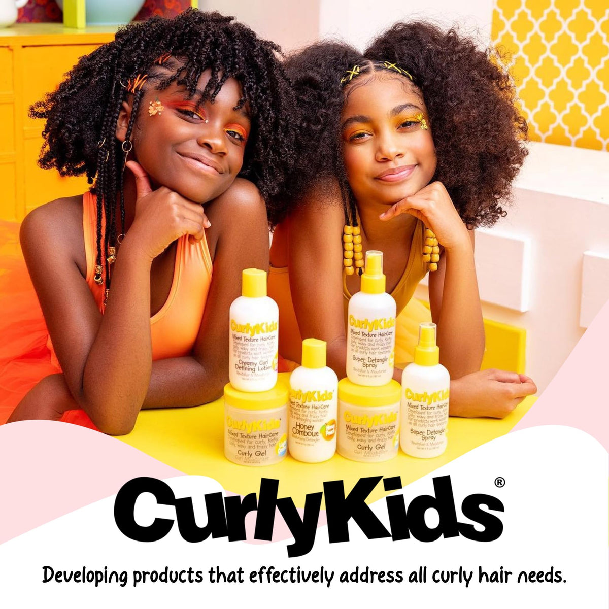 Child smiling with styled curls after using CurlyKids showing confidence and manageable hair benefit