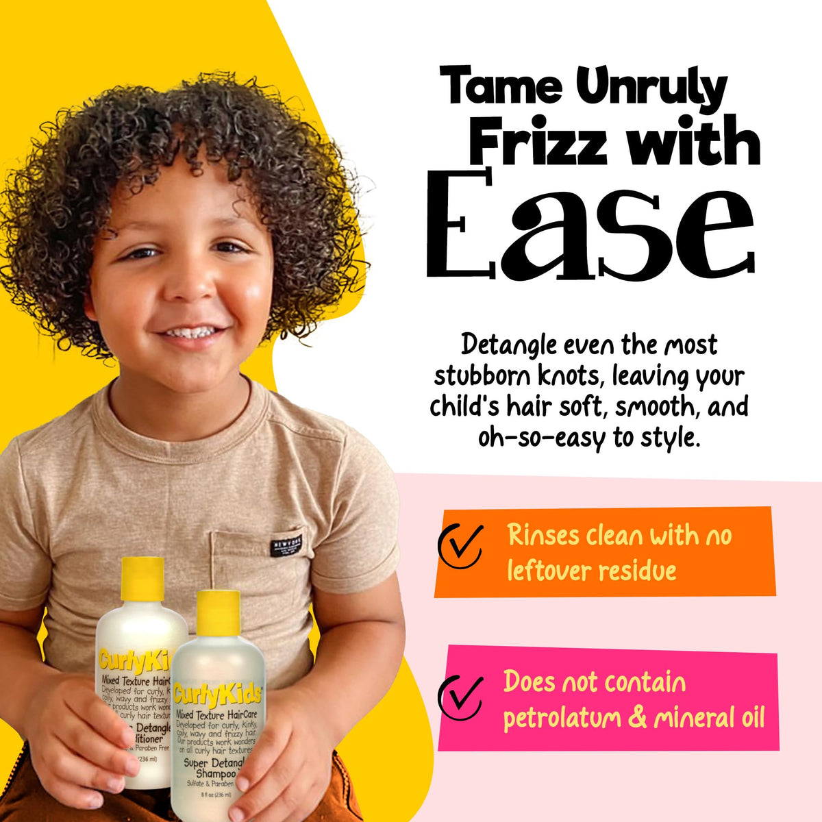 CurlyKids in-bath use with child enjoying a gentle hair wash