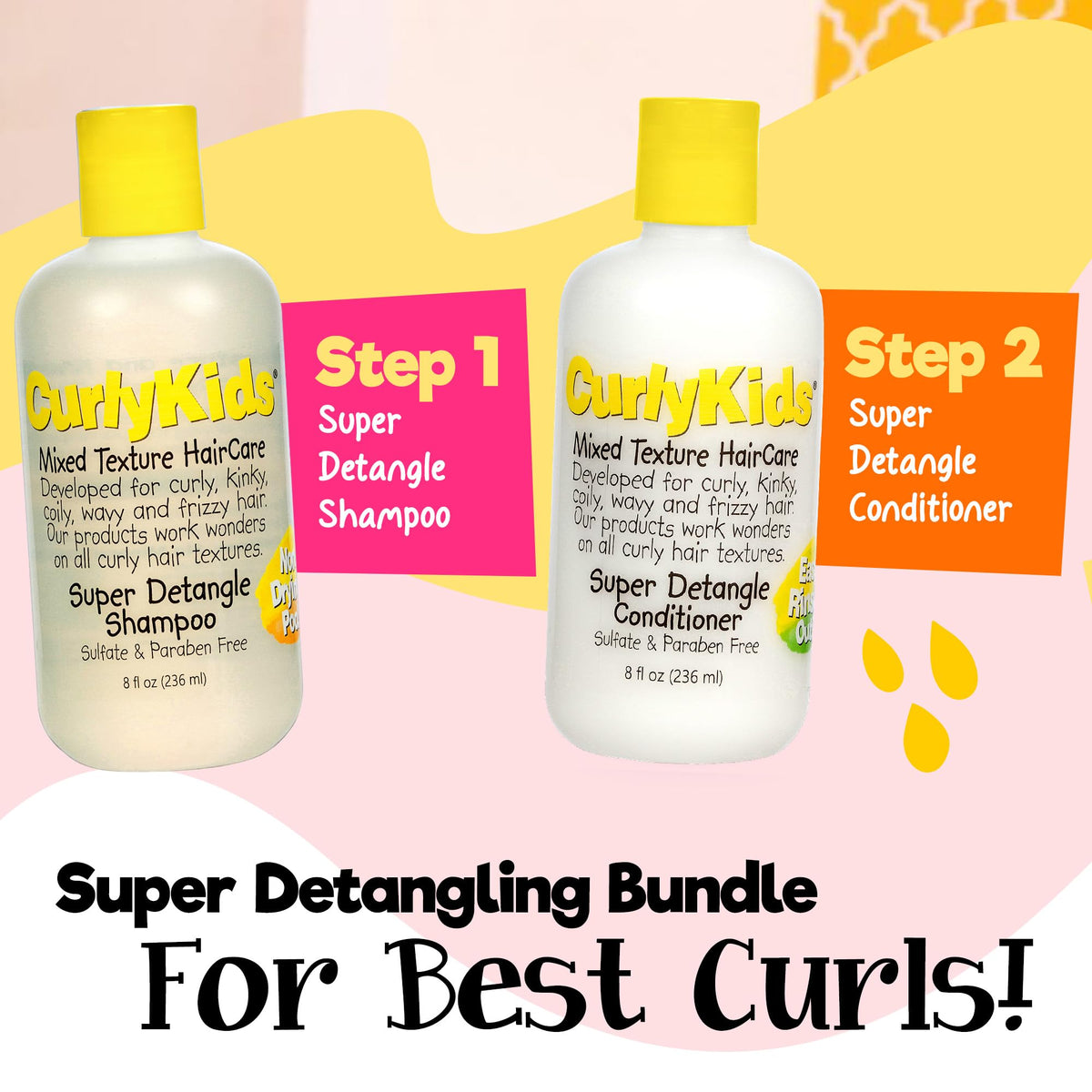 CurlyKids family morning scene showing faster, calmer hair routine