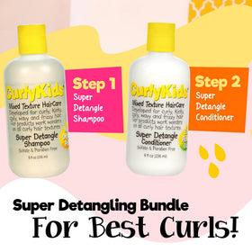 CurlyKids family morning scene showing faster, calmer hair routine
