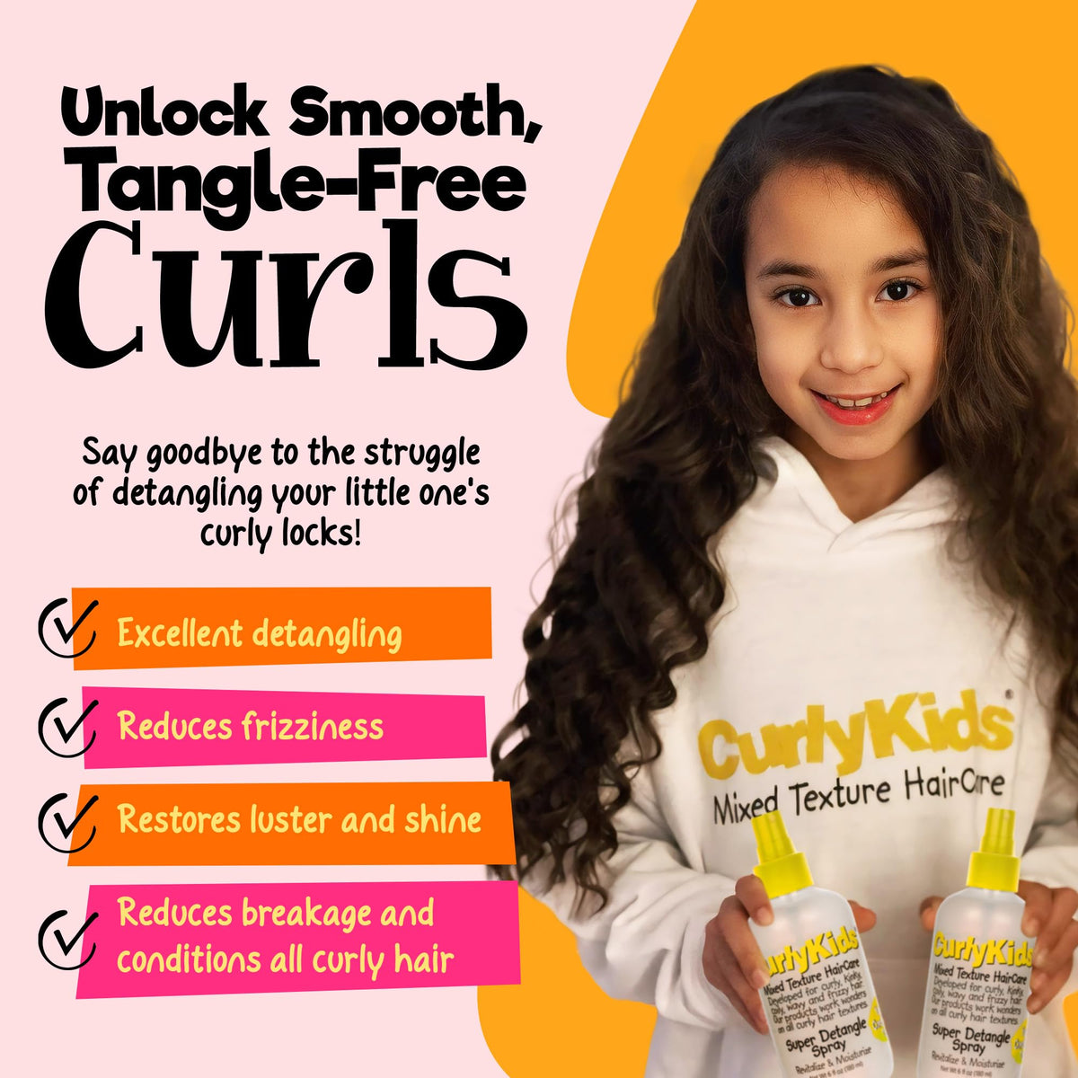 CurlyKids spray nozzle close-up demonstrating precise mist for gentle application