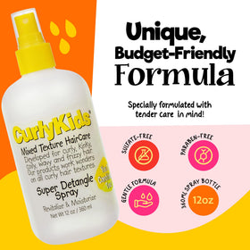 CurlyKids product applied to curl showing smooth texture and reduced frizz benefit