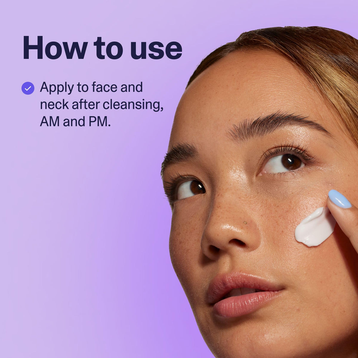 Curology being applied to cheek showing lightweight absorption and calming effect