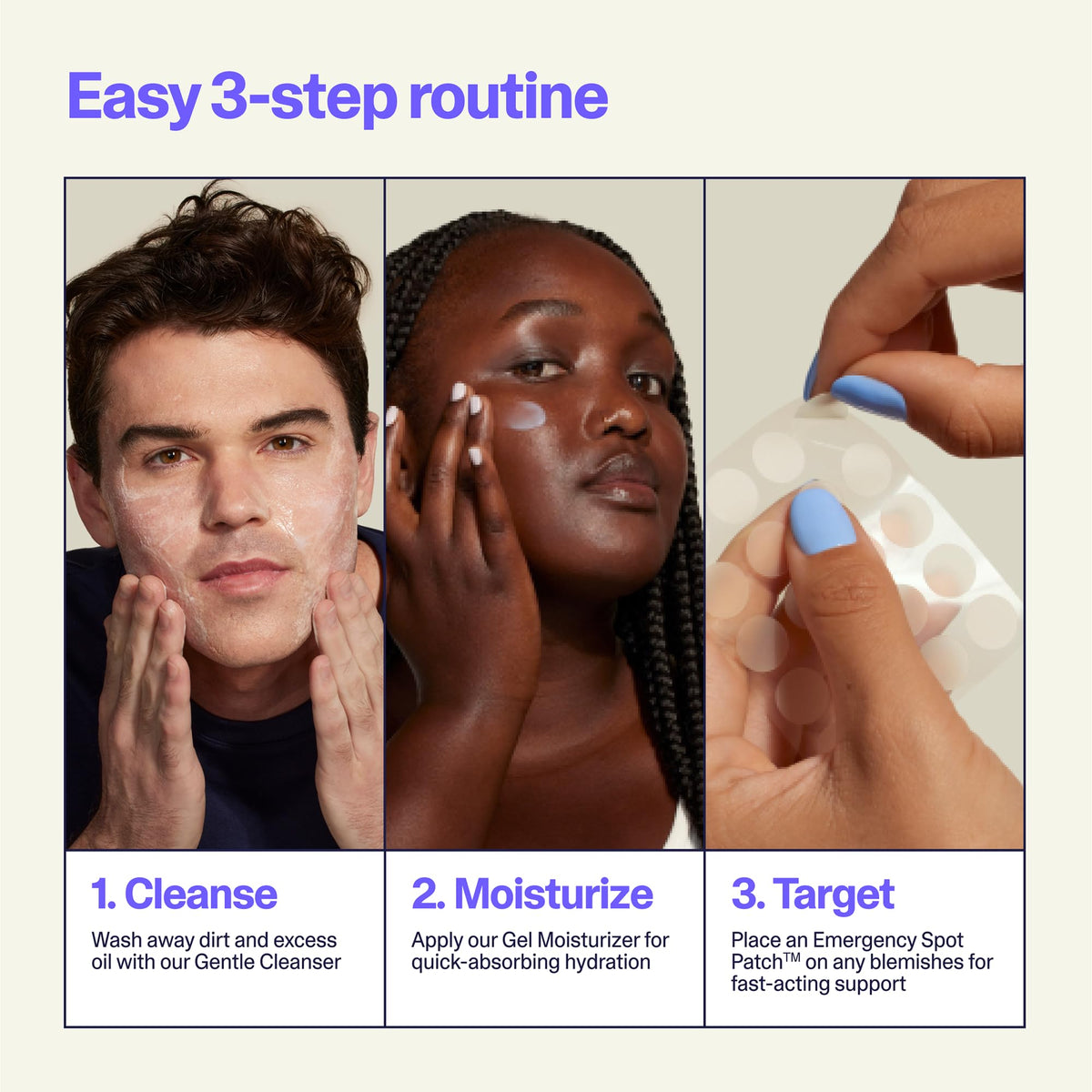 Curology gel moisturizer texture swipe demonstrating lightweight quick-absorbing hydration