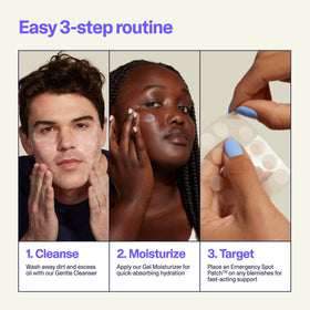 Curology gel moisturizer texture swipe demonstrating lightweight quick-absorbing hydration