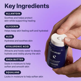 Curology shea butter and hyaluronic acid ingredient focus emphasizing moisture retention