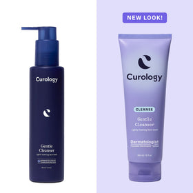 Curology cleanser on bathroom vanity portraying everyday routine convenience
