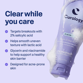 Curology pump dispensing face wash into hand, demonstrating easy daily use and controlled amount