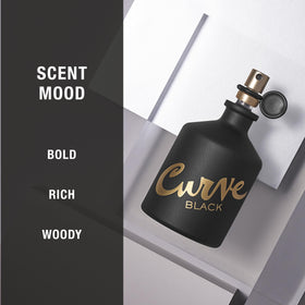 Atomizer spray releasing mist from Curve Black for easy, even application