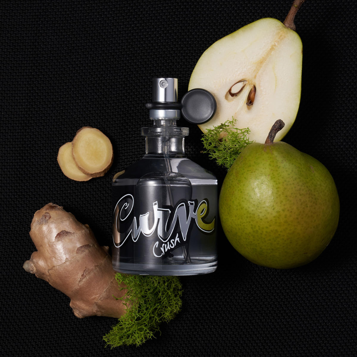 Curve Crush bottle front showing bright fruity notes and energizing casual benefit