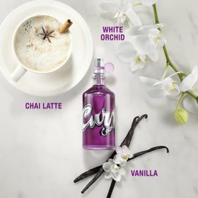 Curve bottle angled to highlight label and stylish design benefits