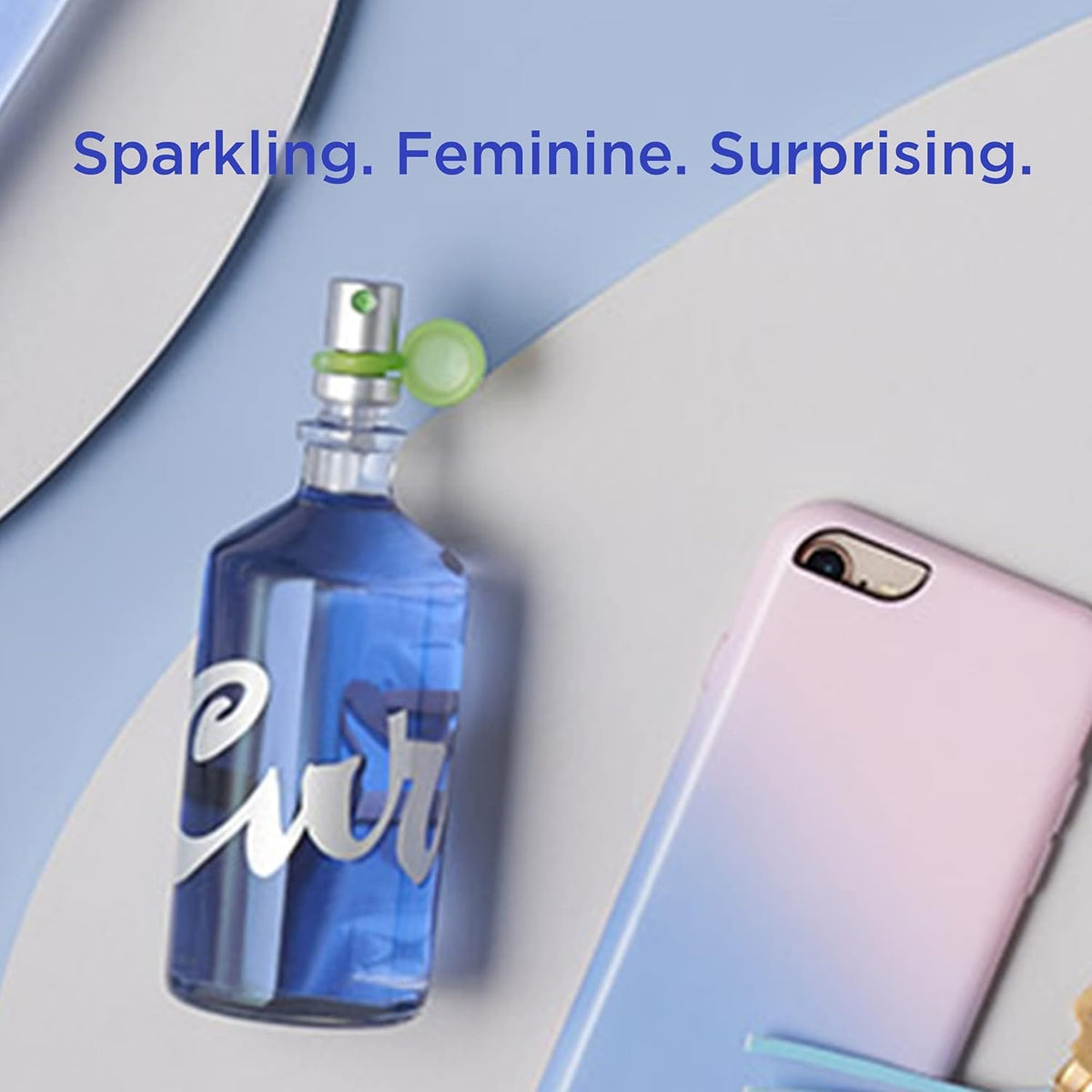 Curve side profile bottle view emphasizing elegant shape and shelf presence