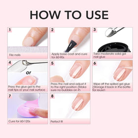 CurvLife almond tips with gel detail demonstrating strong clear bond and finish
