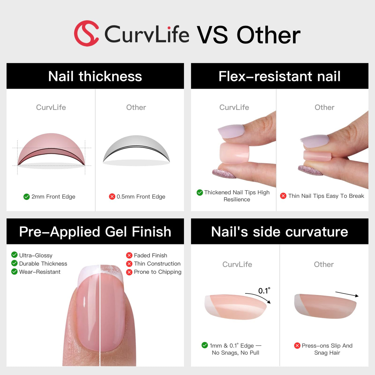 CurvLife applying a press-on nail with adhesive tab for quick wear