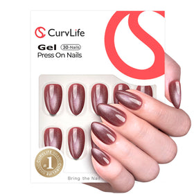 CurvLife close-up of cat eye apricot detail highlighting precise gel-polish design