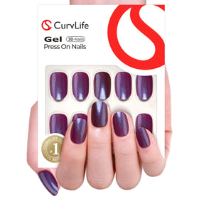 CurvLife close-up of glossy pearlescent apricot surface highlighting durable gel shine