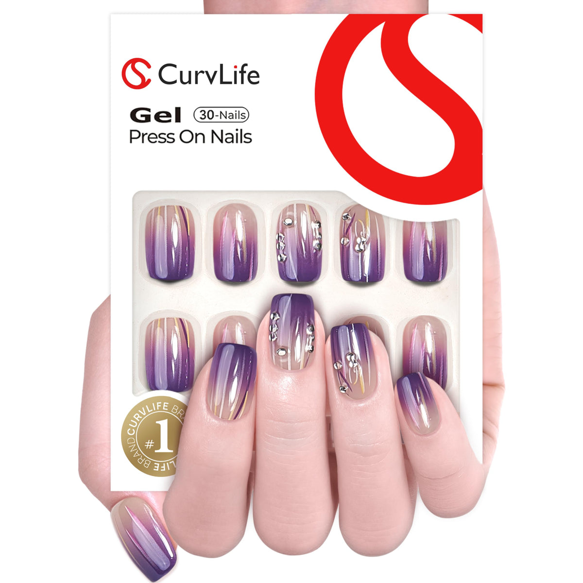 CurvLife close-up of hand-painted gel design highlighting durable 9H scratch-resistant finish