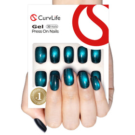 CurvLife front packaging showing apricot nails and included kit, quick salon look