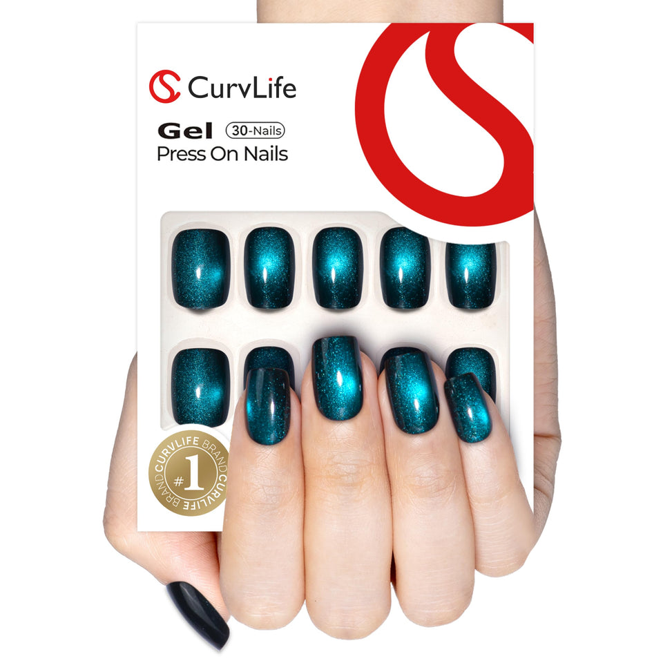 CurvLife front packaging showing apricot nails and included kit, quick salon look