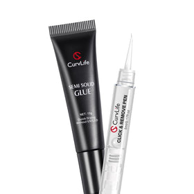 CurvLife front packaging bundle showing glue gel and remover pen for strong hold