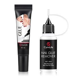 CurvLife kit front packaging showing glue, remover and tools for complete sets
