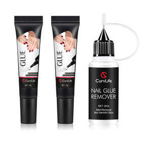 CurvLife kit front packaging showing glue, remover and tools for easy application
